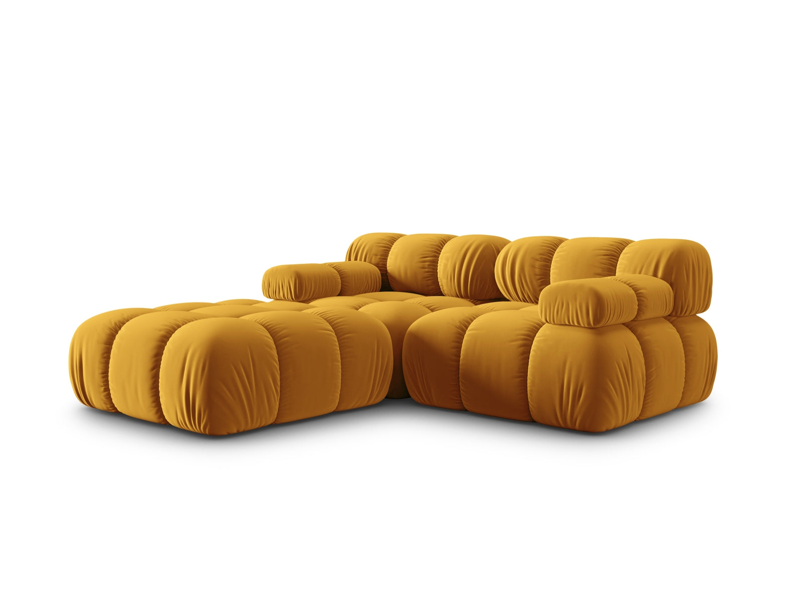 Modulares 3-Sitzer Sofa Bellis in Gelb-Blau, 188 cm, aus Velours, perfekt für moderne Wohnkonzepte, angeboten von Micadoni.