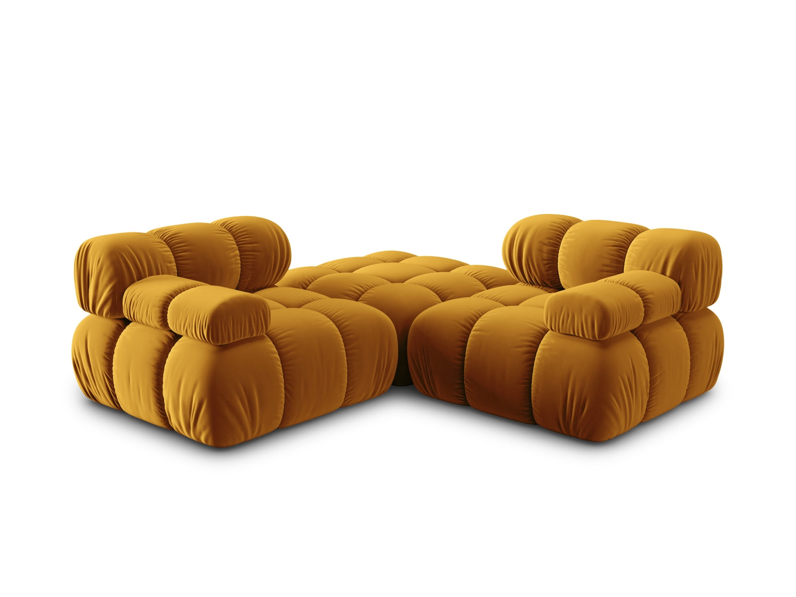 Elegantes Bellis Velour Sofa in Gelb-Blau, 3-Sitzer, 188 cm, modulares Design für individuelle Wohnraumgestaltung und Komfort.