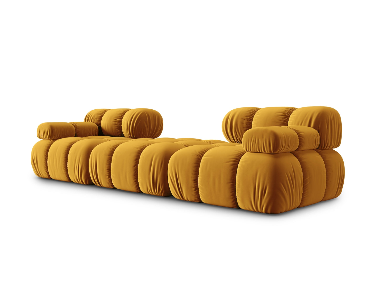 Modulares 3-Sitzer Sofa Bellis in stilvollem Gelb-Blau, 188 cm, ideal für kreative Raumgestaltung und gemütliche Entspannung.