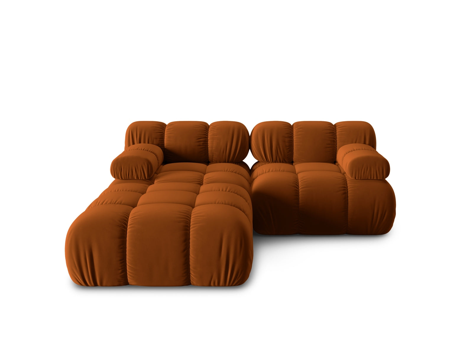 Bellis Velour modulares Sofa 3 Sitzer 188cm in Terracotta-Bluvel präsentiert im Onlineshop von KAQTU Design AG. L-Sofa links ist von Micadoni