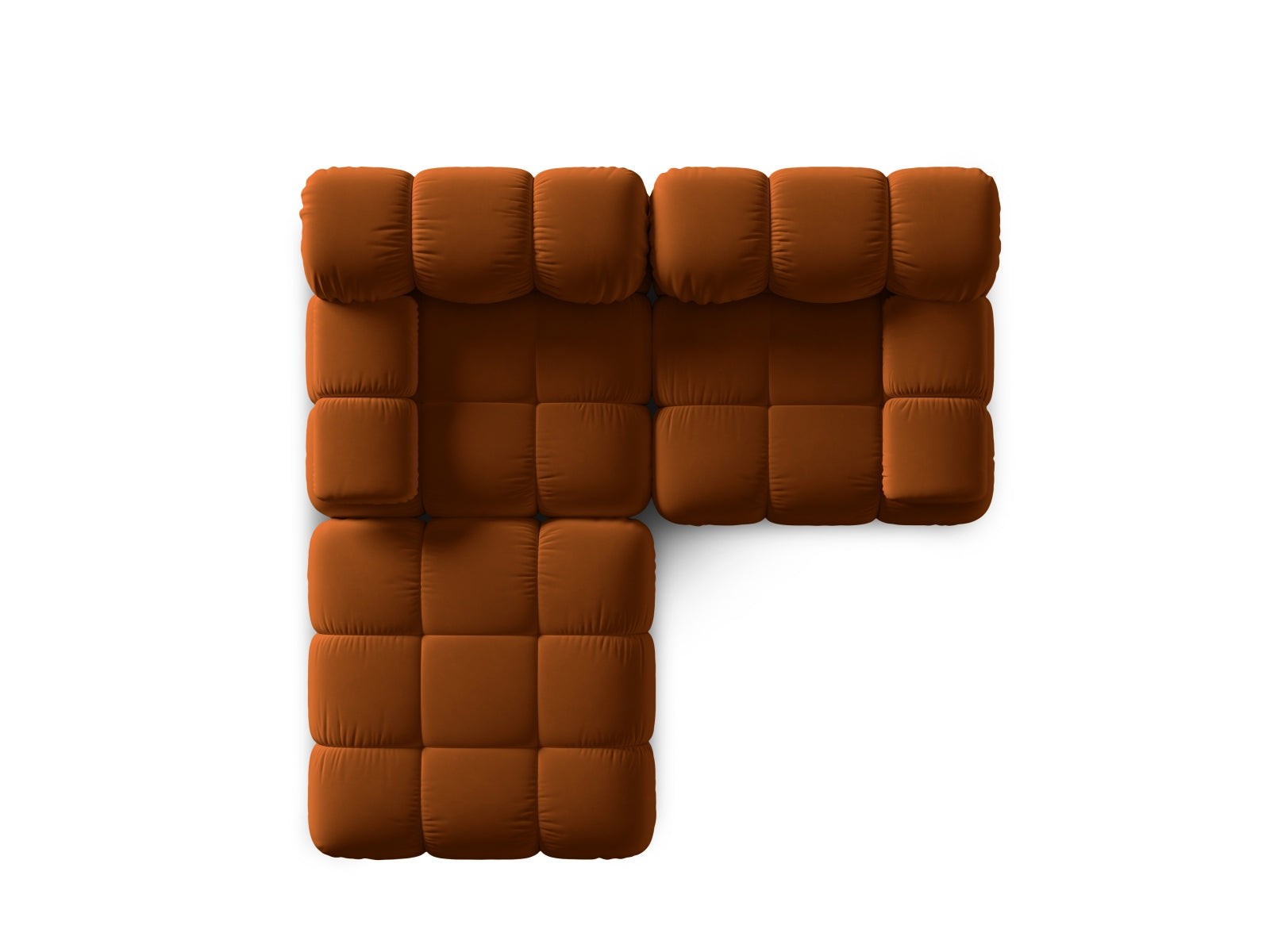 Modulares 3-Sitzer Sofa Bellis in warmem Terracotta, perfekt für kreative Raumgestaltungen und gemütliche Atmosphäre von Micadoni.