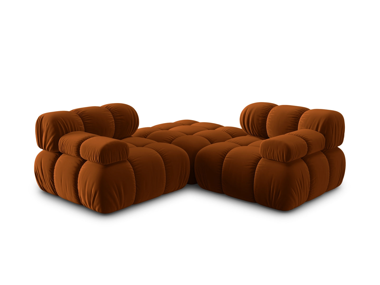 Modulares 3-Sitzer Sofa Bellis in warmem Terracotta, perfekt für kreative Raumgestaltungen und gemütliche Sitzgelegenheiten.
