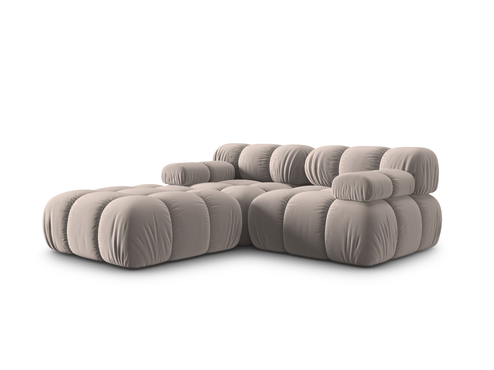 Modulares 3-Sitzer Sofa Bellis in edlem Velours, Cappuccino-Farbe, perfekt für moderne Wohnkonzepte, erhältlich bei Micadoni.