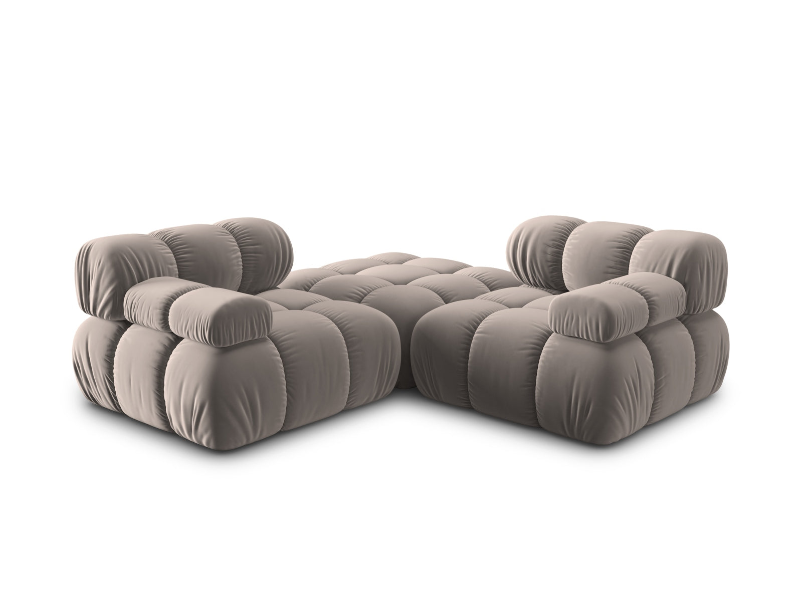 Modulares 3-Sitzer Sofa Bellis in luxuriösem Velours, linksseitig, in warmem Cappuccino, perfekt für moderne Wohnkonzepte.