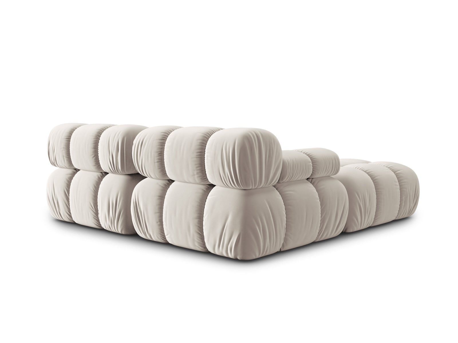 Elegantes Bellis Velour Sofa in Dunkelbeige, 3-Sitzer, modulare Bauweise, ideal für stilvolle Wohnräume von Micadoni.