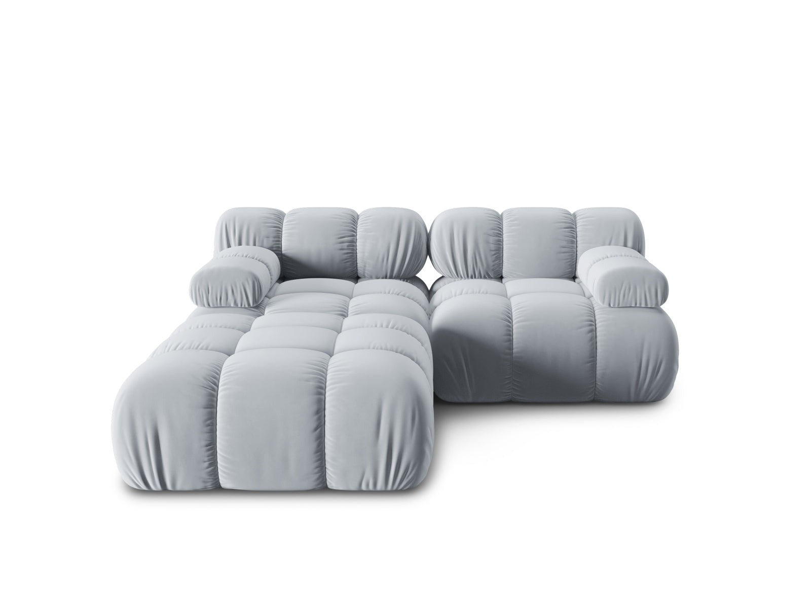 Bellis Velour modulares Sofa 3 Sitzer 188cm in Light Blue-Bluvel präsentiert im Onlineshop von KAQTU Design AG. 3er Sofa ist von Micadoni