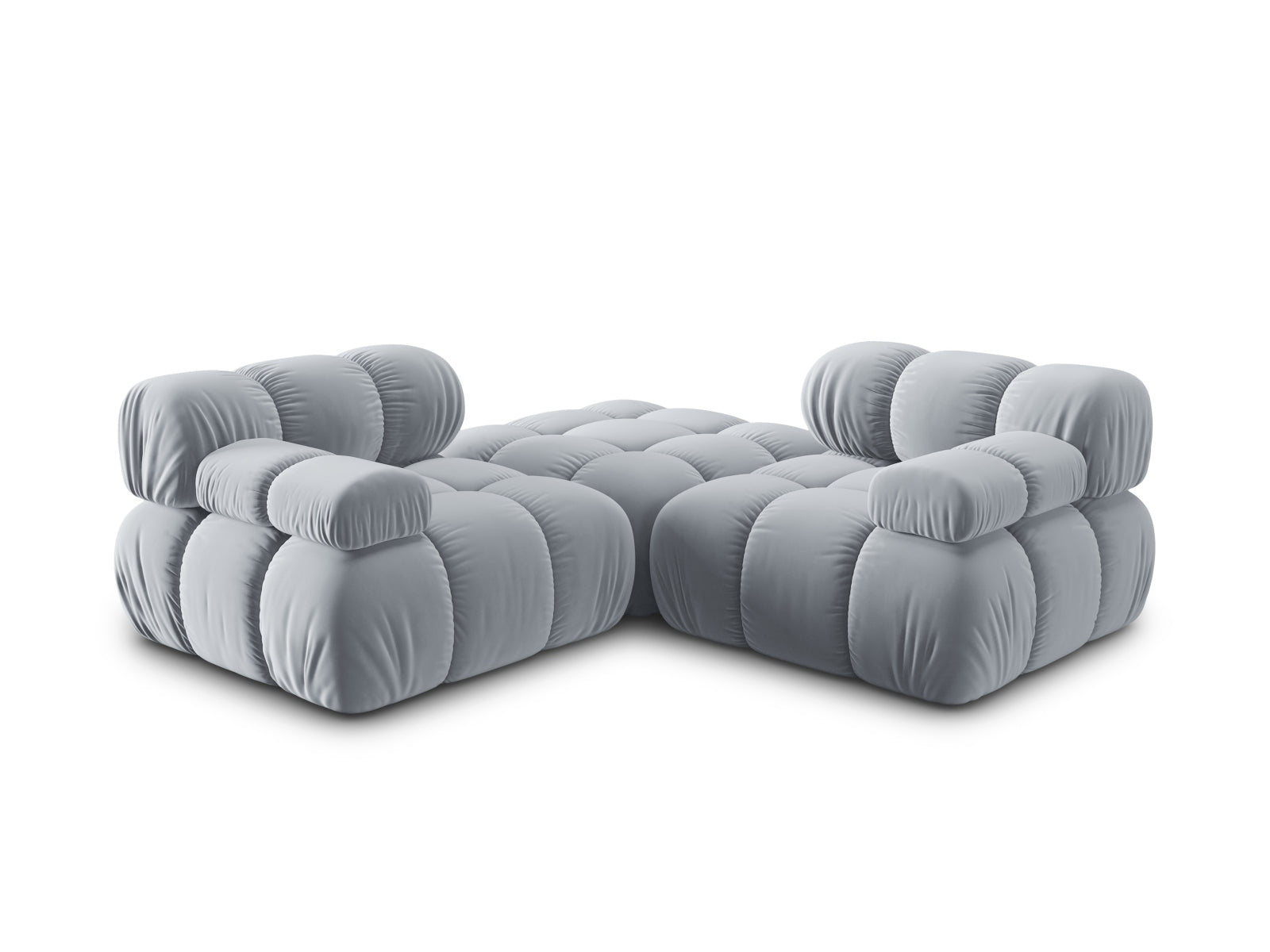 Modulares 3-Sitzer Sofa Bellis in stilvollem Hellblau, perfekt für entspannte Abende und zeitgemäße Einrichtungsideen.