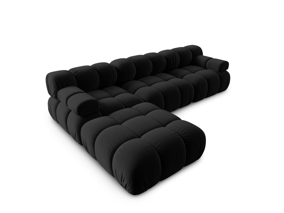 Bellis Velour modulares Sofa 4 Sitzer 188cm in Black-Bluvel präsentiert im Onlineshop von KAQTU Design AG. L-Sofa links ist von Micadoni