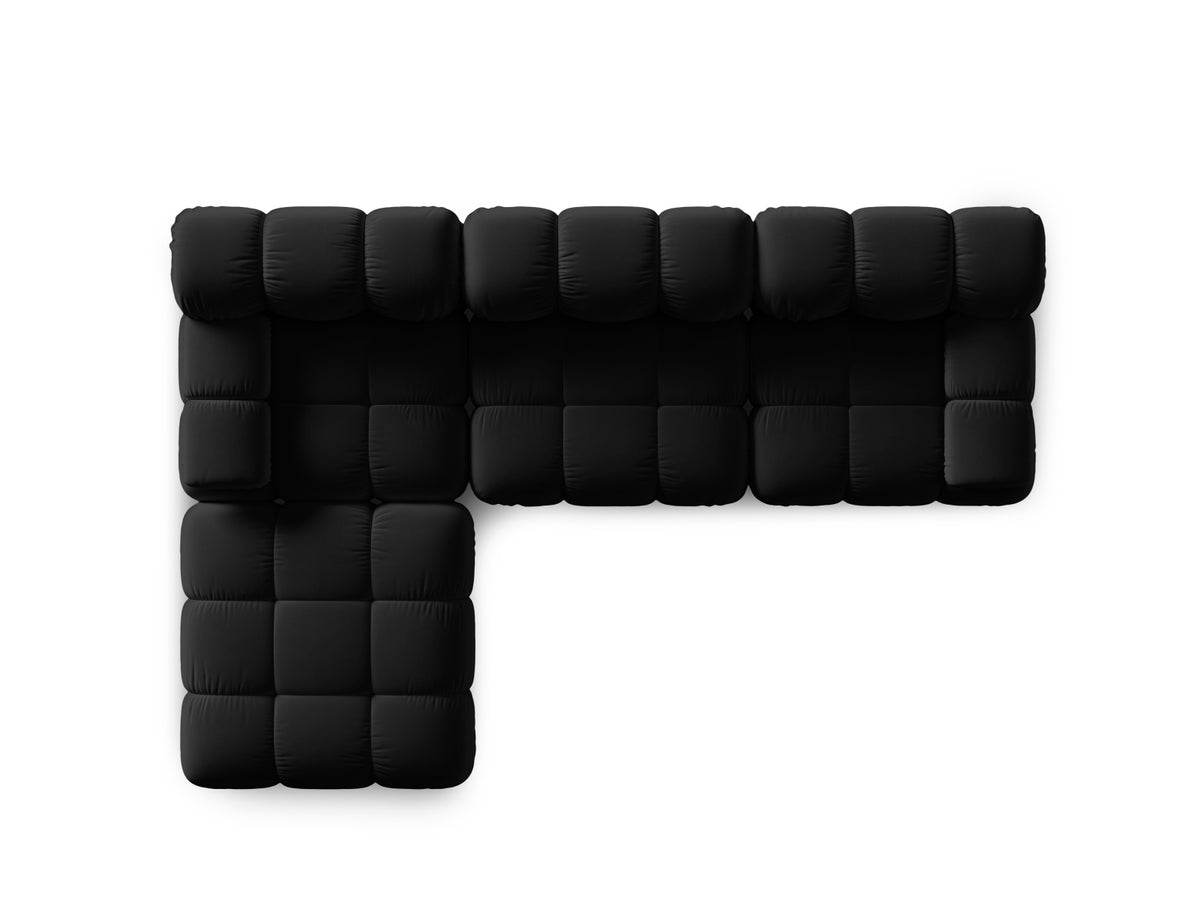Bellis Velour modulares Sofa 4 Sitzer 188cm in Black-Bluvel präsentiert im Onlineshop von KAQTU Design AG. L-Sofa links ist von Micadoni