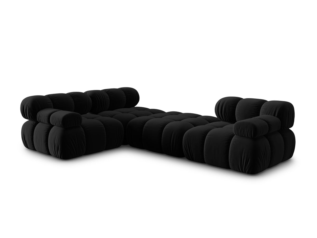 Bellis Velour modulares Sofa 4 Sitzer 188cm in Black-Bluvel präsentiert im Onlineshop von KAQTU Design AG. L-Sofa links ist von Micadoni