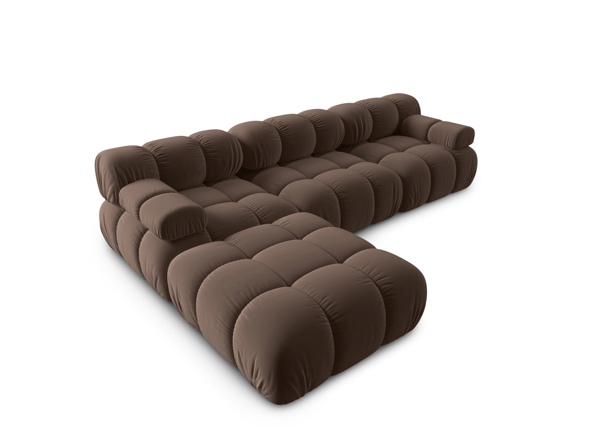Bellis Velour modulares Sofa 4 Sitzer 188cm in Dark Brown-Bluvel präsentiert im Onlineshop von KAQTU Design AG. L-Sofa links ist von Micadoni
