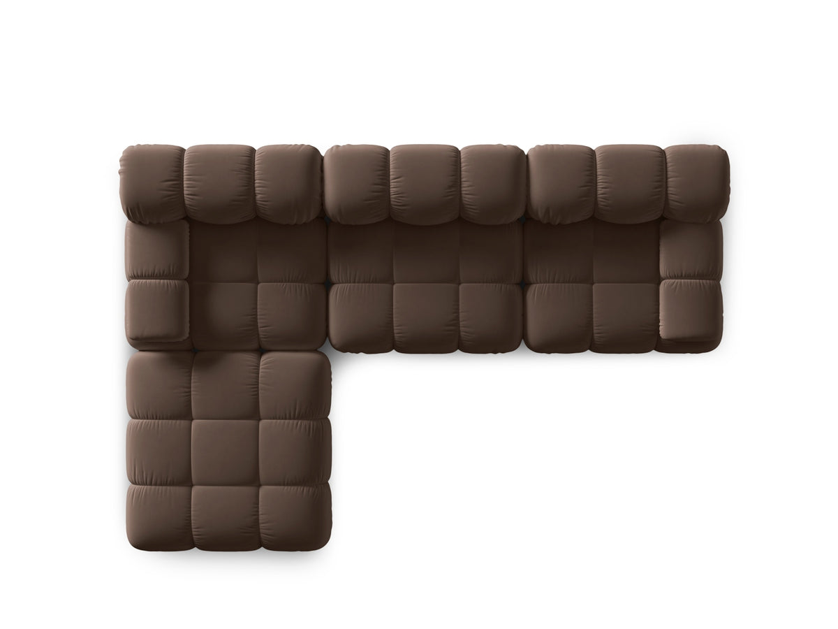 Bellis Velour modulares Sofa 4 Sitzer 188cm in Dark Brown-Bluvel präsentiert im Onlineshop von KAQTU Design AG. L-Sofa links ist von Micadoni