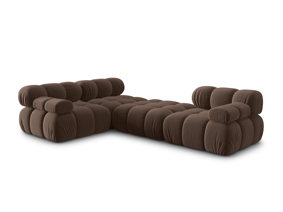 Bellis Velour modulares Sofa 4 Sitzer 188cm in Dark Brown-Bluvel präsentiert im Onlineshop von KAQTU Design AG. L-Sofa links ist von Micadoni