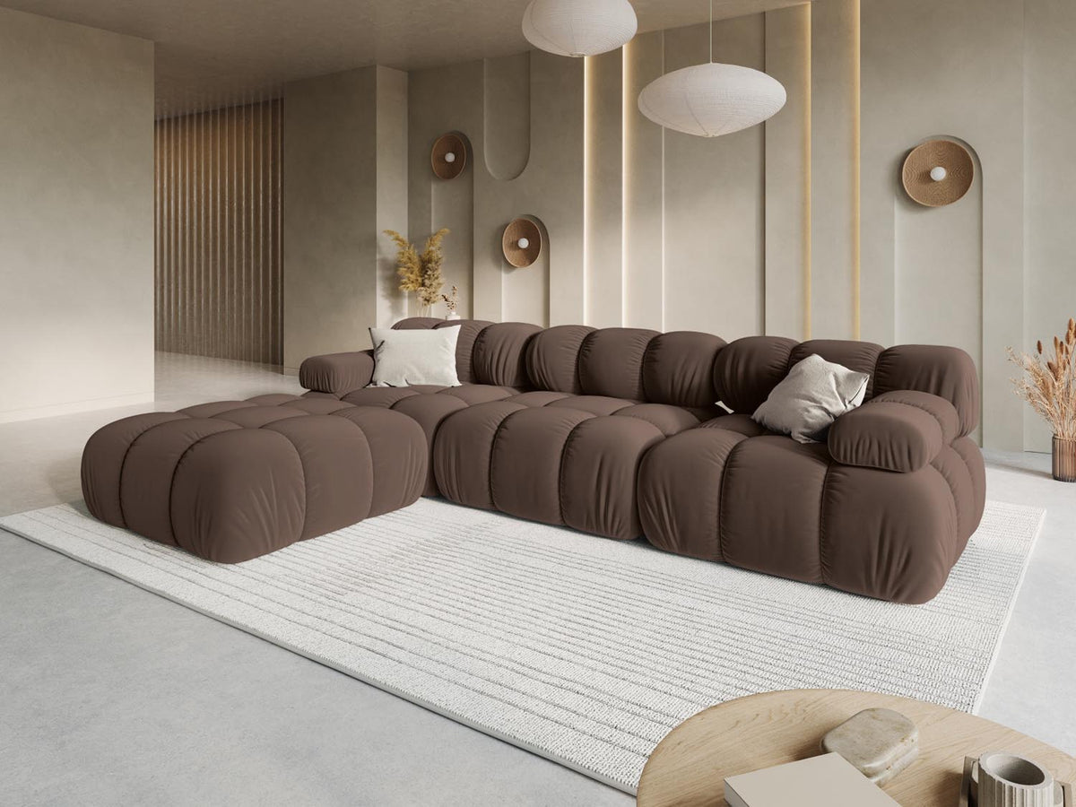 Bellis Velour modulares Sofa 4 Sitzer 188cm in Dark Brown-Bluvel präsentiert im Onlineshop von KAQTU Design AG. L-Sofa links ist von Micadoni
