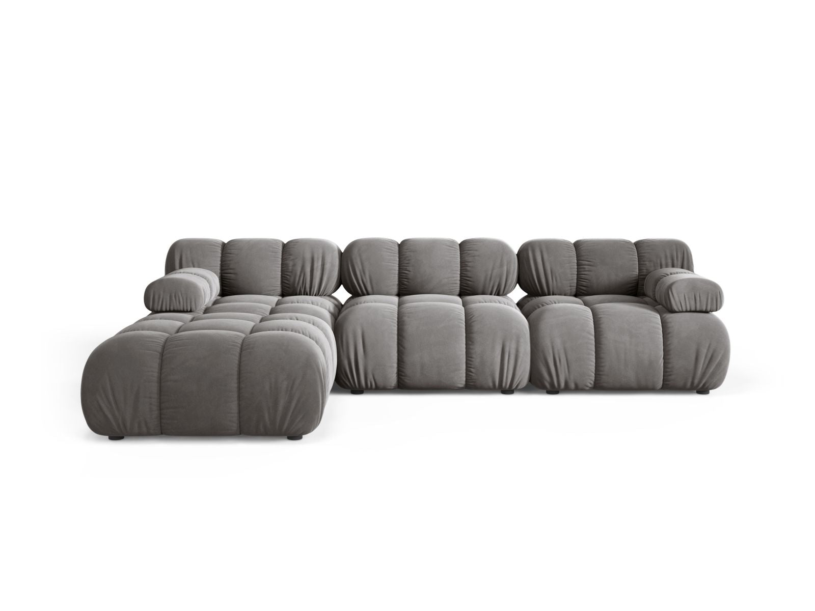 Bellis Velour modulares Sofa 4 Sitzer 188cm in Light Grey-Bluvel präsentiert im Onlineshop von KAQTU Design AG. 4er Sofa ist von Micadoni