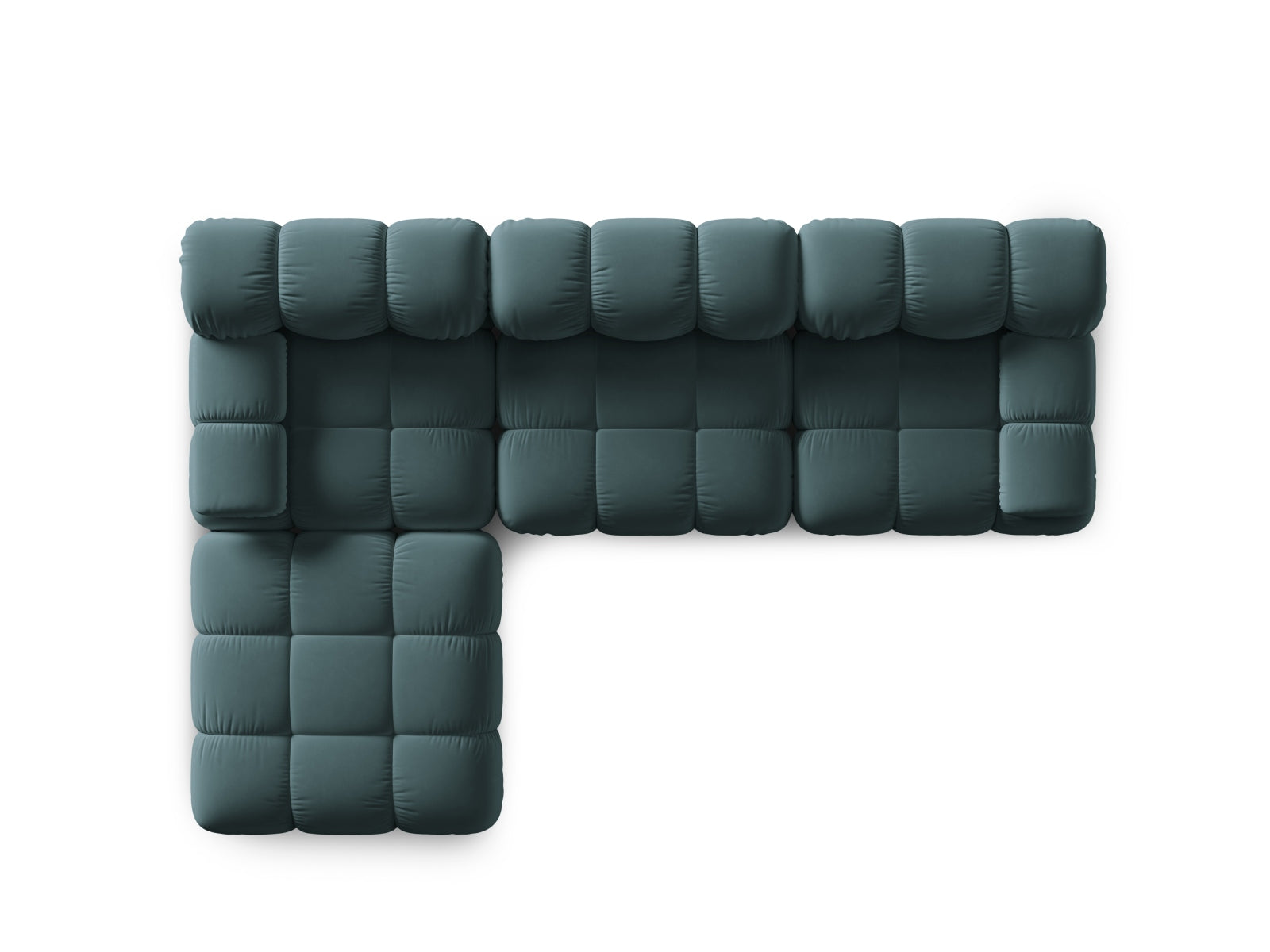 Modulares 4-Sitzer Sofa Bellis in sanftem Türkis, perfekt für moderne Wohnkonzepte und vielseitige Raumgestaltung von Micadoni.