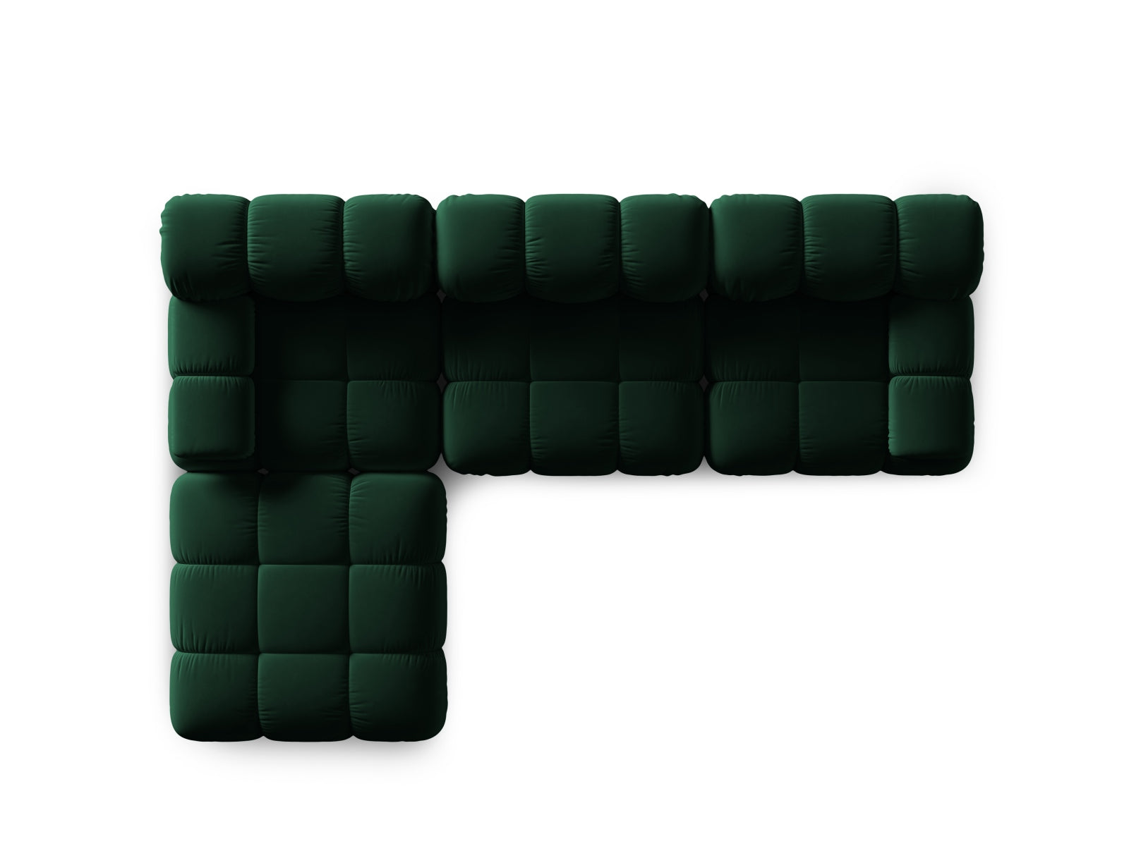 Modulares 4-Sitzer Sofa Bellis in luxuriösem Velours, linksseitig, 188cm, in edlem Flaschengrün für moderne Wohnkonzepte.