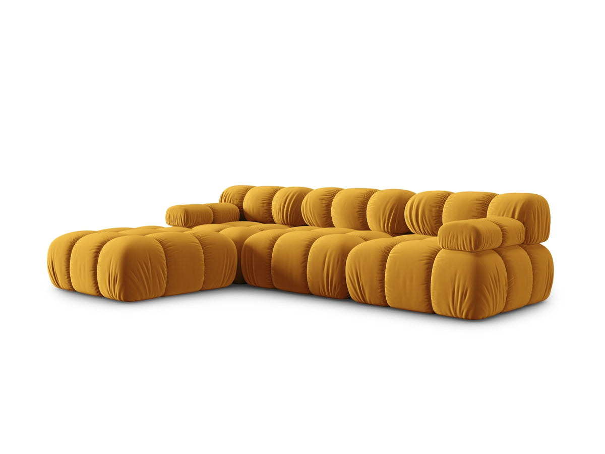 Bellis Velour modulares Sofa 4 Sitzer 188cm in Yellow-Bluvel präsentiert im Onlineshop von KAQTU Design AG. L-Sofa links ist von Micadoni