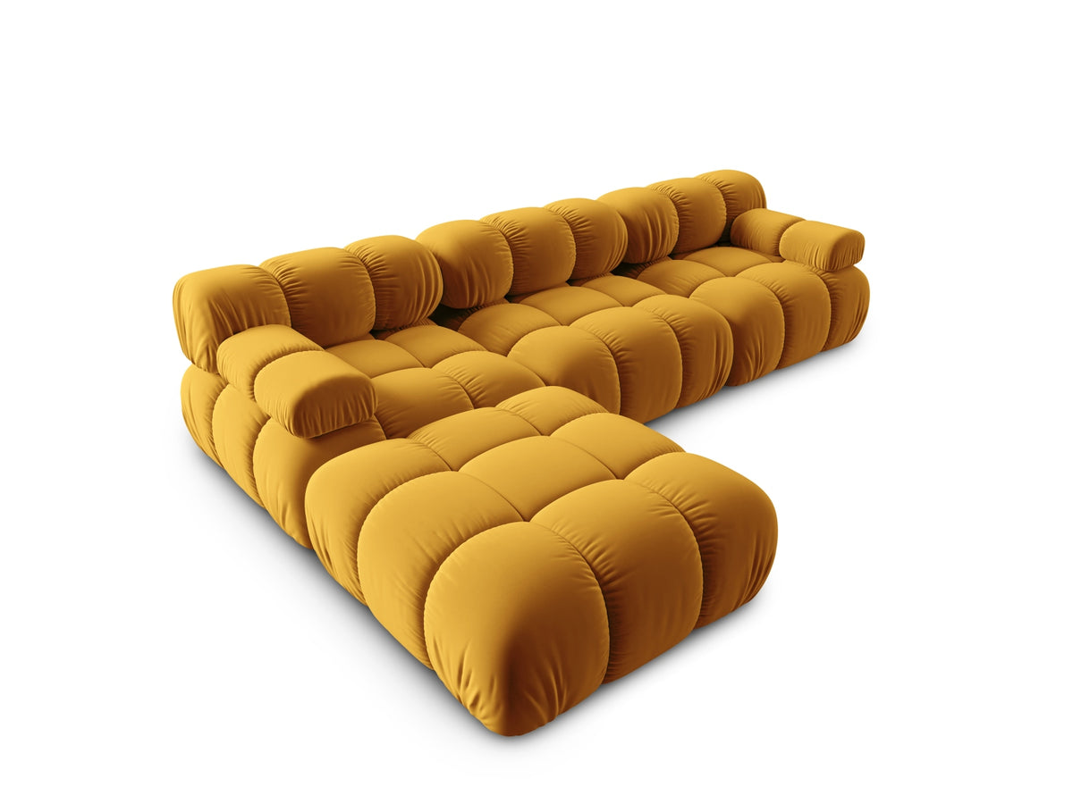 Bellis Velour modulares Sofa 4 Sitzer 188cm in Yellow-Bluvel präsentiert im Onlineshop von KAQTU Design AG. L-Sofa links ist von Micadoni