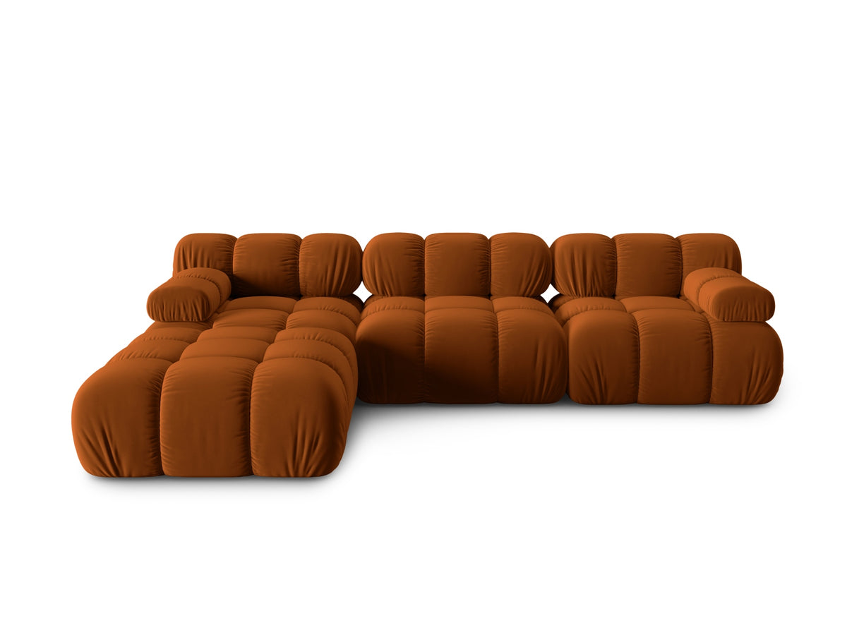 Bellis Velour modulares Sofa 4 Sitzer 188cm in Terracotta-Bluvel präsentiert im Onlineshop von KAQTU Design AG. L-Sofa links ist von Micadoni