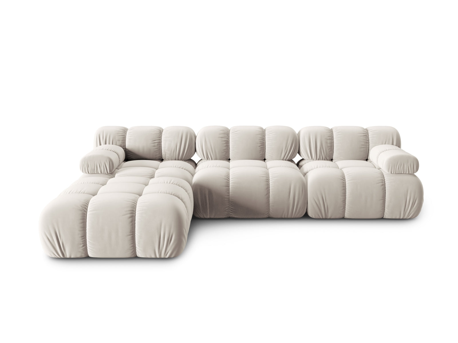 Bellis Velour modulares Sofa 4 Sitzer 188cm in Dark Beige-Bluvel präsentiert im Onlineshop von KAQTU Design AG. L-Sofa links ist von Micadoni