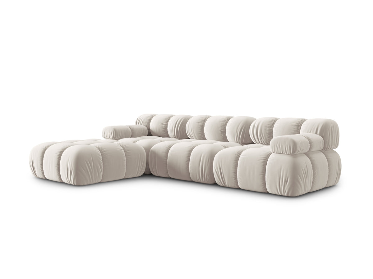 Bellis Velour modulares Sofa 4 Sitzer 188cm in Dark Beige-Bluvel präsentiert im Onlineshop von KAQTU Design AG. L-Sofa links ist von Micadoni