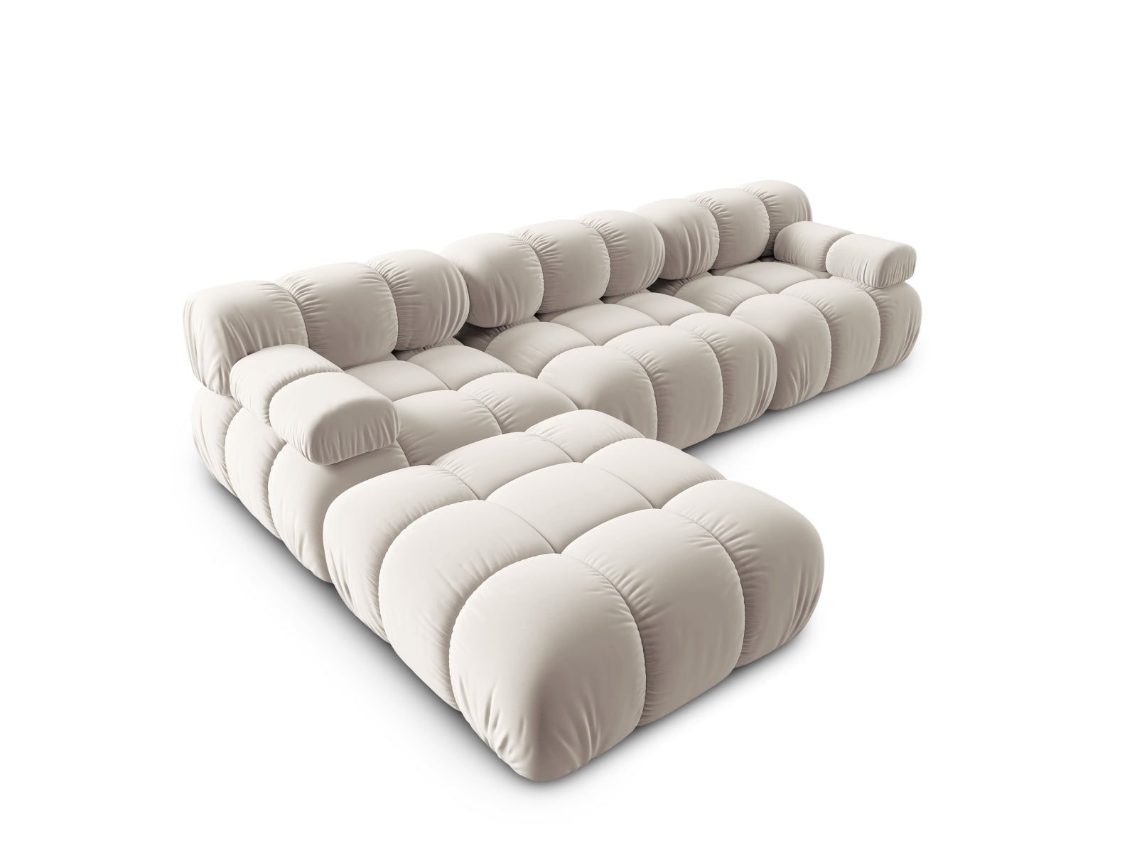 Elegantes Bellis Velour Sofa in Dunkelbeige, 4-Sitzer, ideal für stilvolle Wohnräume, von Micadoni, mit modulares Design.