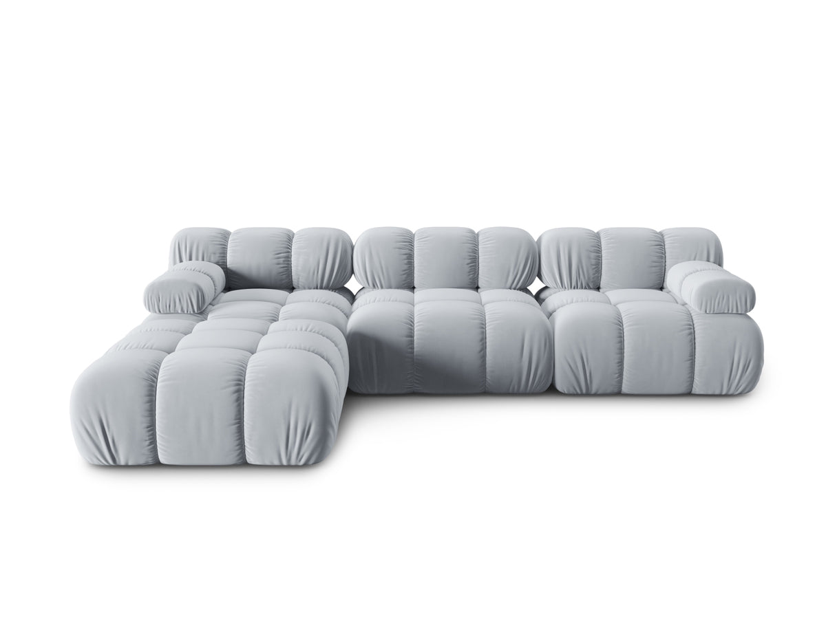 Bellis Velour modulares Sofa 4 Sitzer 188cm in Light Blue-Bluvel präsentiert im Onlineshop von KAQTU Design AG. 3er Sofa ist von Micadoni