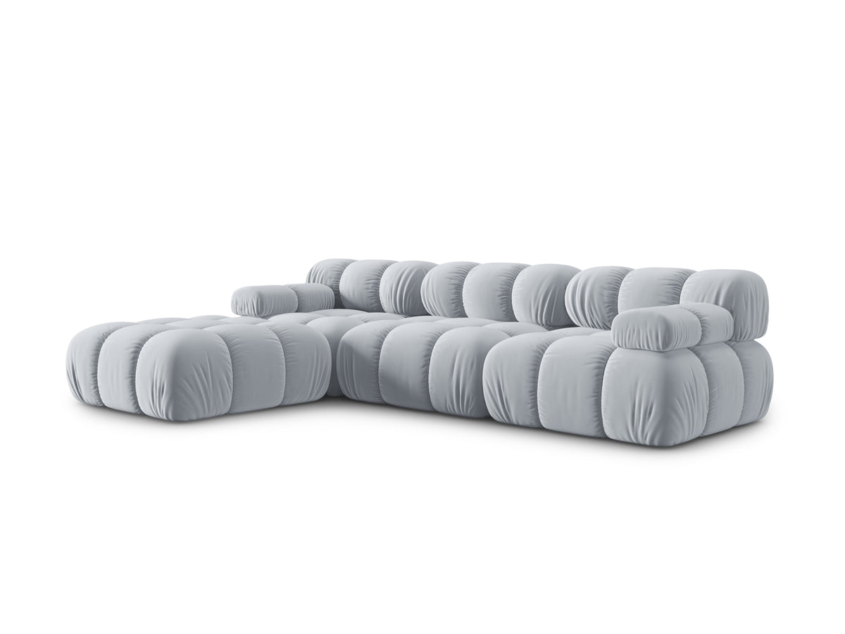 Bellis Velour modulares Sofa 4 Sitzer 188cm in Light Blue-Bluvel präsentiert im Onlineshop von KAQTU Design AG. 3er Sofa ist von Micadoni
