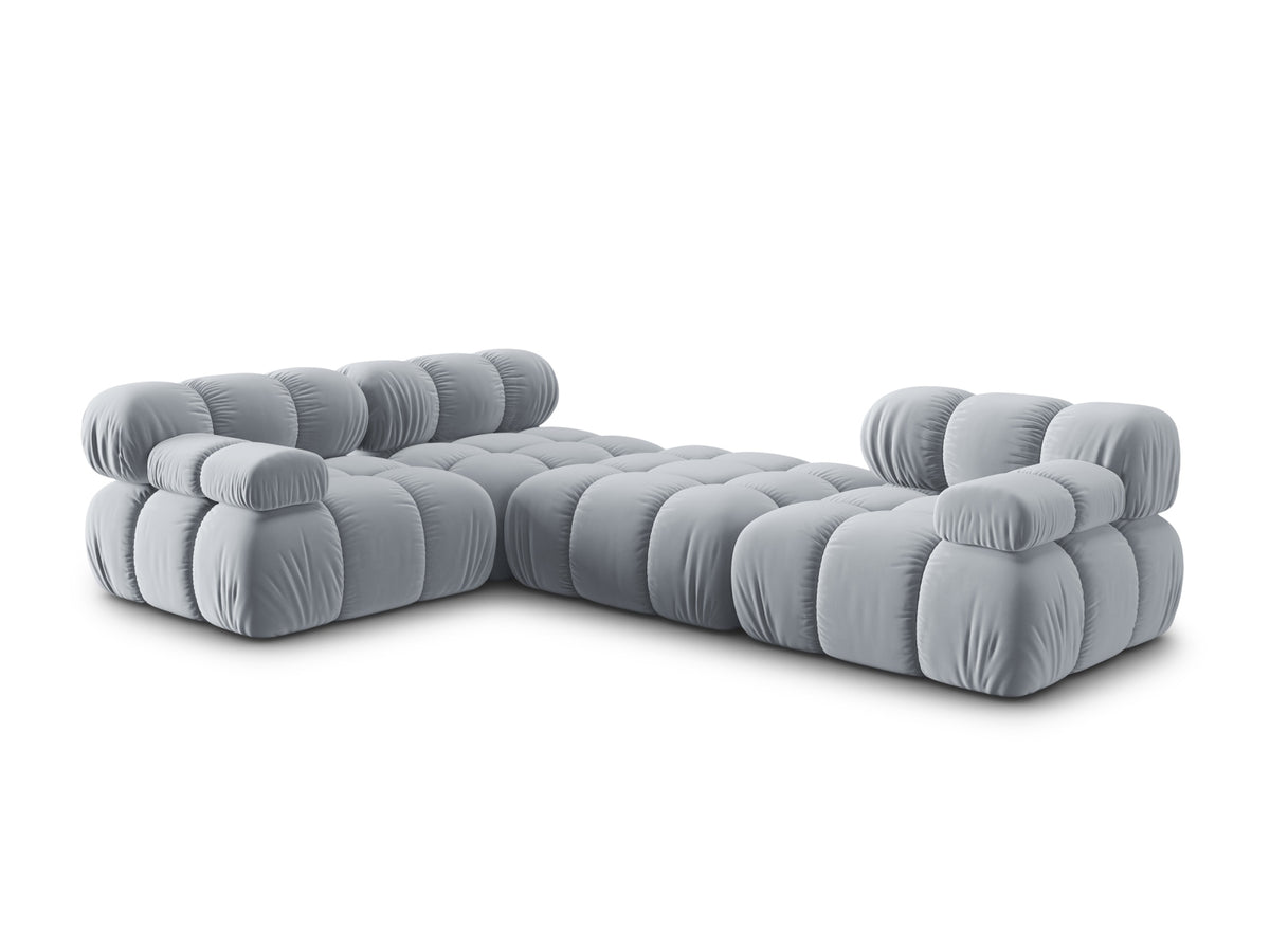 Bellis Velour modulares Sofa 4 Sitzer 188cm in Light Blue-Bluvel präsentiert im Onlineshop von KAQTU Design AG. 3er Sofa ist von Micadoni