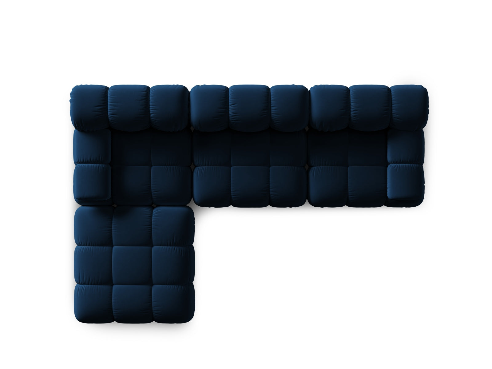Modulares 4-Sitzer Sofa Bellis in Royal Blue, linksseitig, aus hochwertigem Velour, perfekt für moderne und elegante Wohnkonzepte.