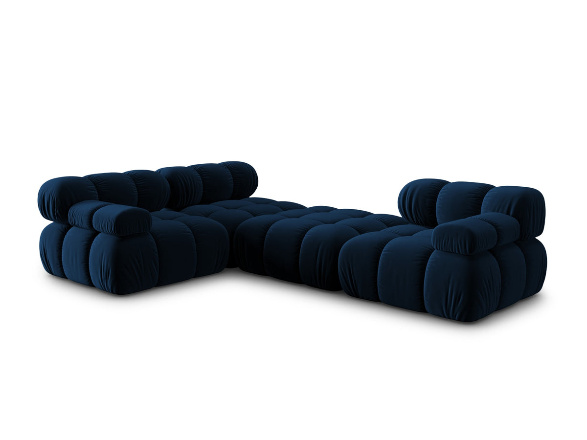 Bellis Velour modulares Sofa 4 Sitzer 188cm in Royal Blue-Bluvel präsentiert im Onlineshop von KAQTU Design AG. L-Sofa links ist von Micadoni