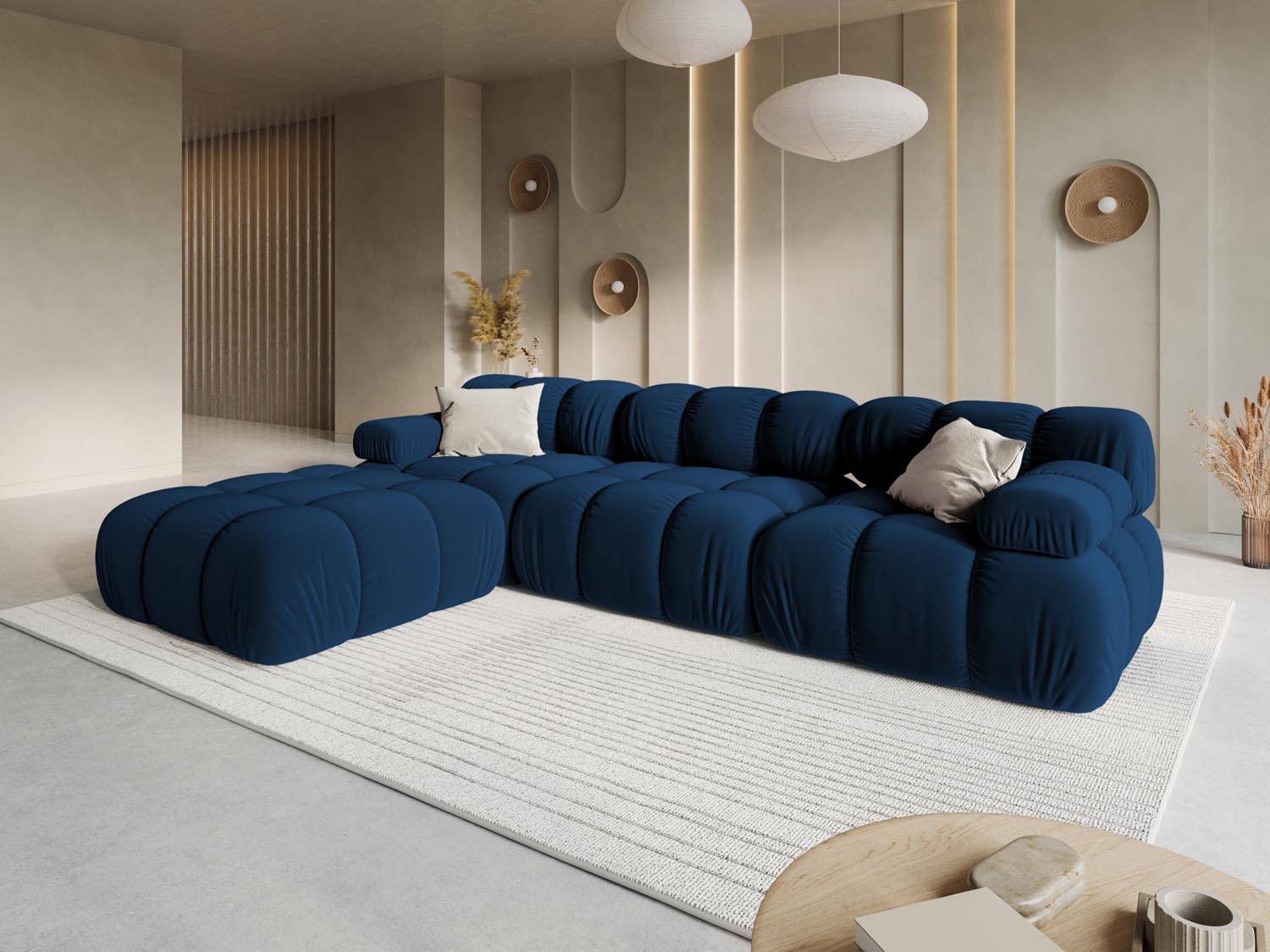 Entdecken Sie das elegante Bellis Velour Sofa 4 Sitzer von Micadoni. Modulares Design, hochwertige Materialien und vielseitige Farben für Ihr Wohnzimmer.