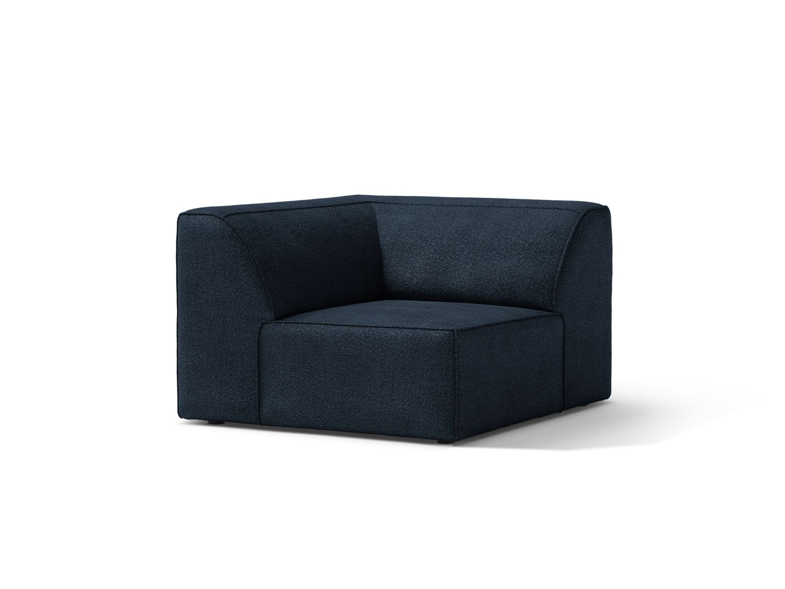 Elegantes 1-Sitzer Eckmodul Jodie in Dunkelblau, ideal für individuelle Sofa-Kombinationen, erhältlich bei KAQTU Design AG.