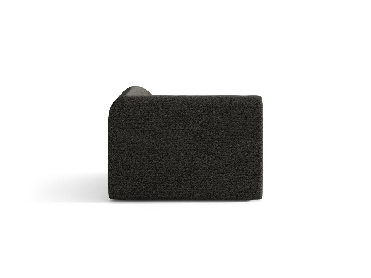 Miley Eckmodul von Micadoni in Dunkelbeige, modulares Sofa mit Stoffbezug Bluvel 30 und schwarzen Kunststoffbeinen aus Polypropylen