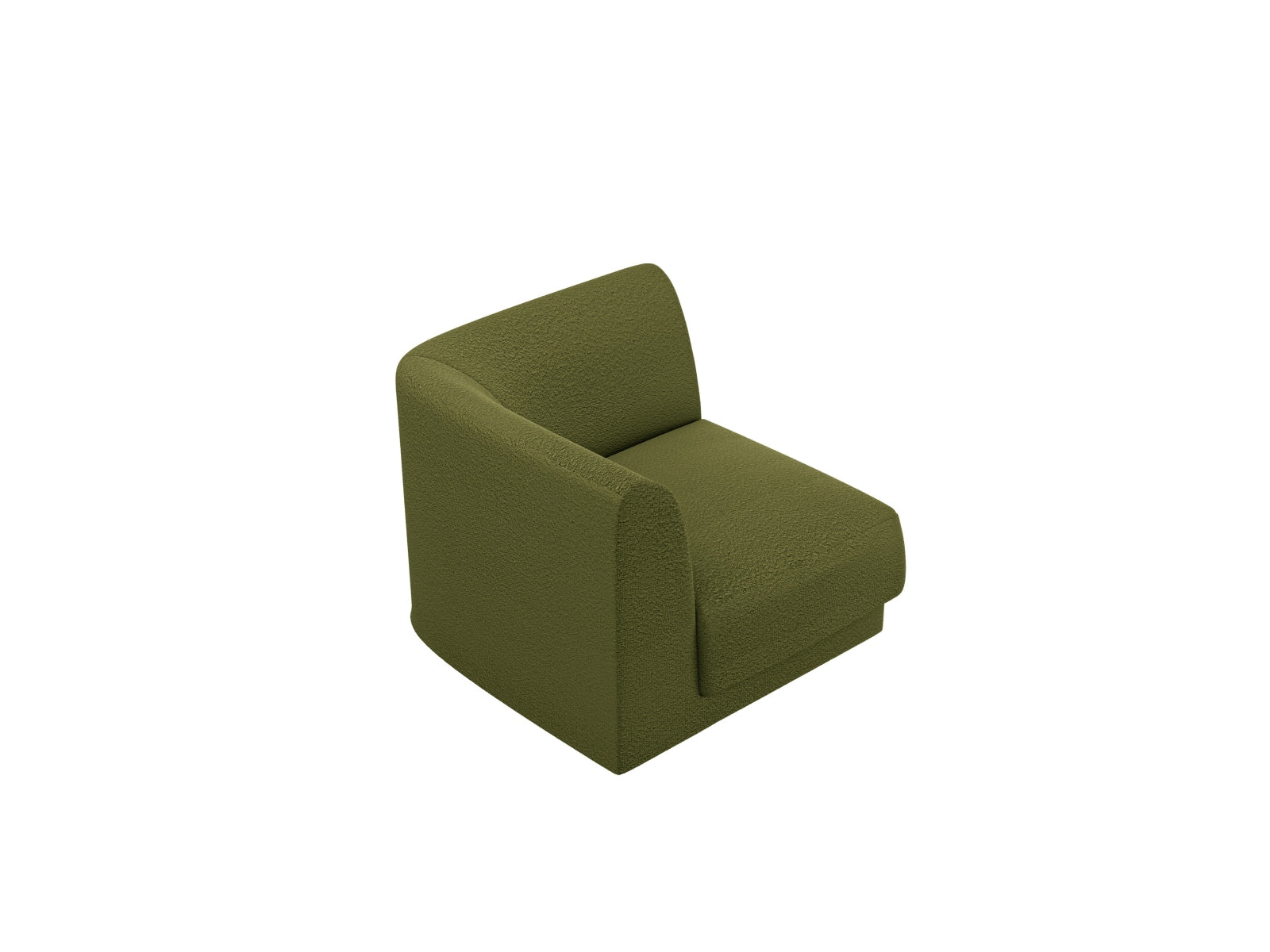 Stylischer Miley Corner Modul 1 Sitzer in Dunkelolivgrün, ideal für moderne Wohnräume und vielseitige Sitzlösungen.
