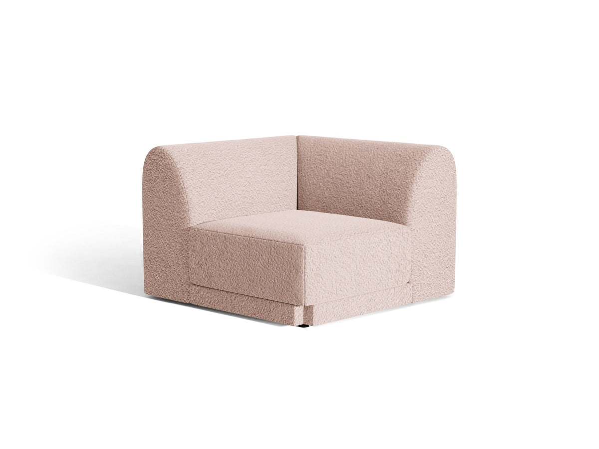 Miley Eckmodul von Micadoni in Dunkelbeige, modulares Sofa mit Stoffbezug Bluvel 30 und schwarzen Kunststoffbeinen aus Polypropylen