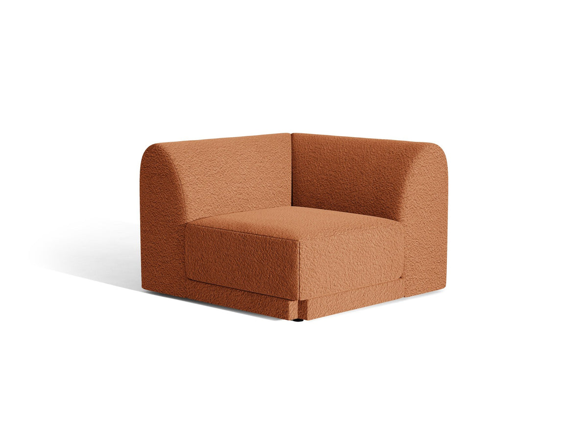 Miley Eckmodul von Micadoni in Dunkelbeige, modulares Sofa mit Stoffbezug Bluvel 30 und schwarzen Kunststoffbeinen aus Polypropylen