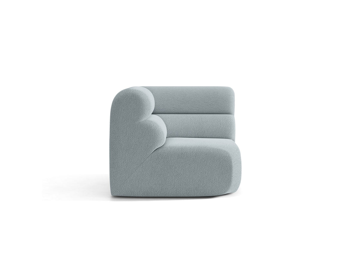 Eckmodul Neo von Micadoni in dunklem Olivgrün, gepolstertes modulares Sofa mit hoher Rückenlehne und schwarzen Kunststoffbeinen.