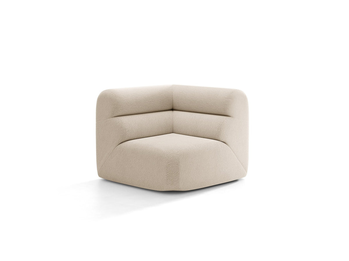 Eckmodul Neo von Micadoni in dunklem Olivgrün, gepolstertes modulares Sofa mit hoher Rückenlehne und schwarzen Kunststoffbeinen.