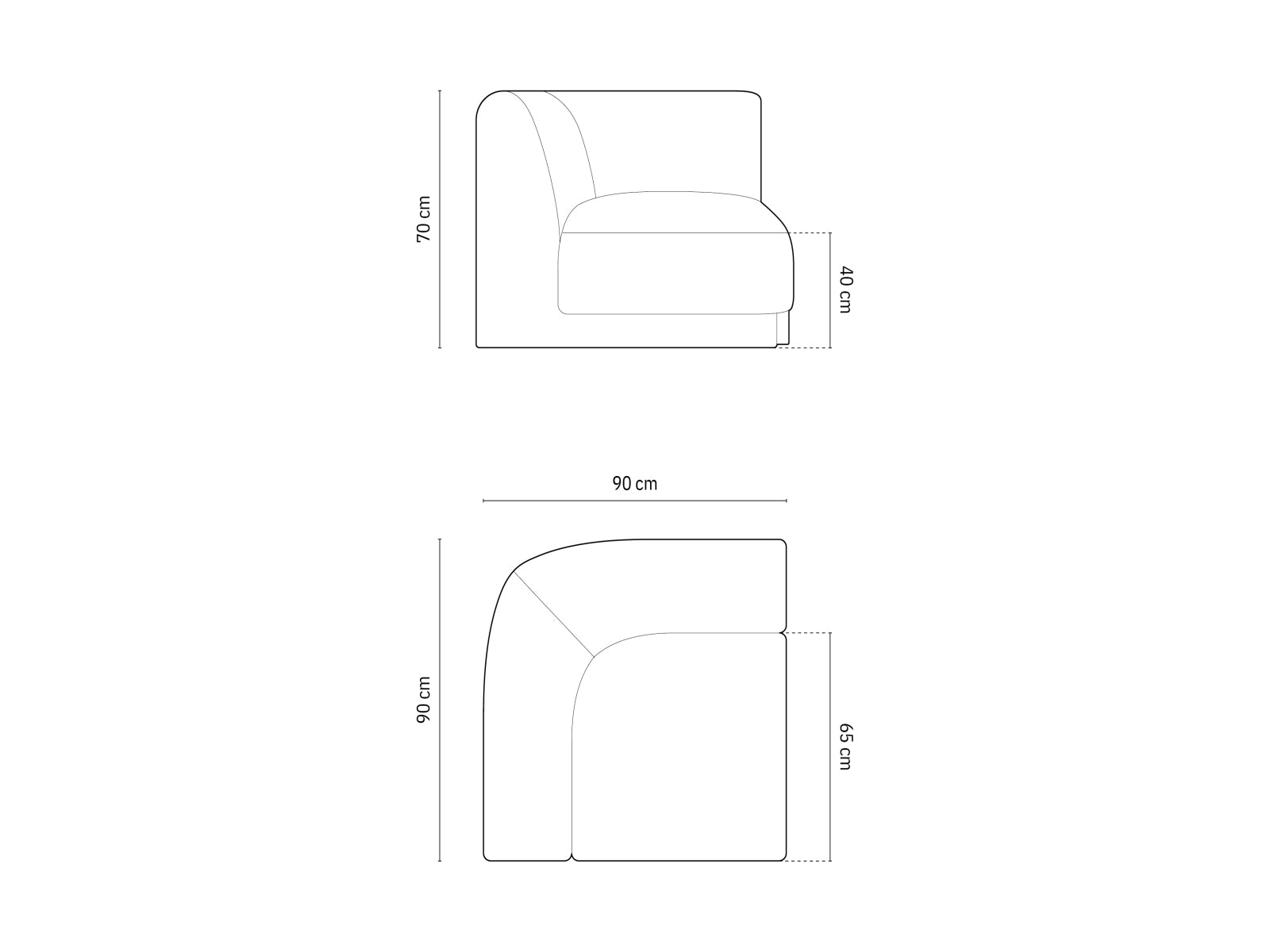 Stylischer Miley Corner Modul 1 Sitzer in Petrol-Haga, ideal für moderne Wohnkonzepte und gemütliche Rückzugsorte.