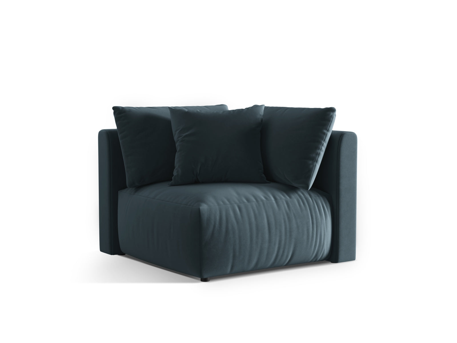 Eleganter Chris Velour Modul Corner 1 Sitzer in sanftem Pastellblau, ideal für stilvolle Wohnräume und vielseitige Sofa-Arrangements.