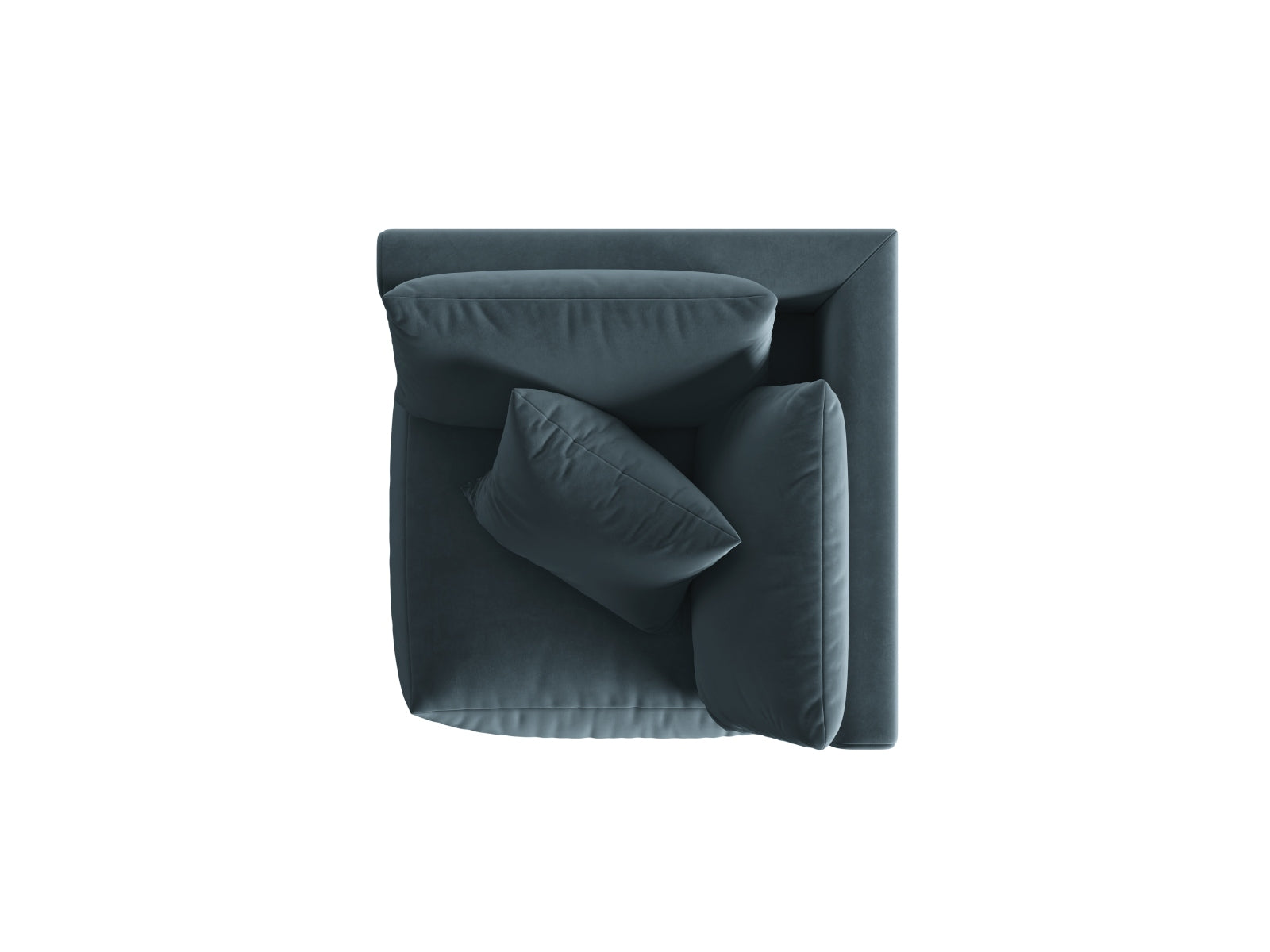 Eleganter Chris Velour Modul Corner 1 Sitzer in sanftem Pastellblau, ideal für kreative Raumgestaltungen und gemütliche Sitzgelegenheiten.