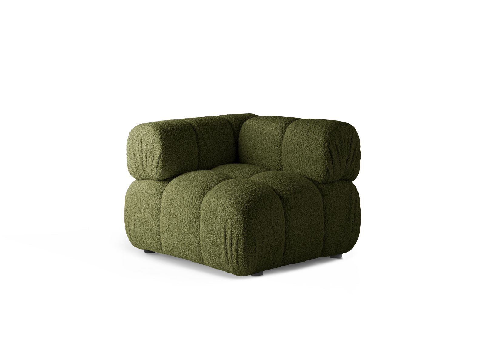Elegantes 1-Sitzer Eckmodul Bellis in stilvollem Grün, ideal für individuelle Sofa-Kombinationen im modernen Wohnraum.