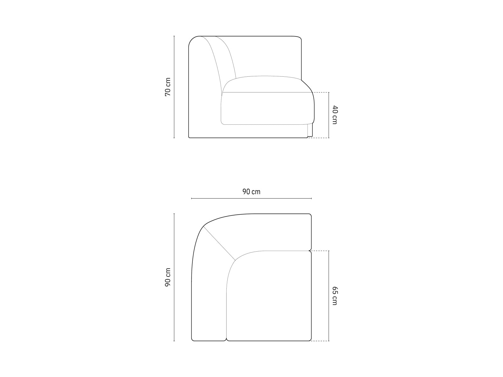 Elegantes Miley Corner Modul 1 Sitzer in Ivory-Eden, ideal für stilvolle Wohnräume und entspannte Sitzgelegenheiten.