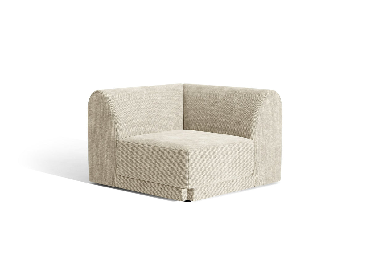 Miley Eckmodul von Micadoni in Dunkelbeige, modulares Sofa mit Stoffbezug Bluvel 30 und schwarzen Kunststoffbeinen aus Polypropylen