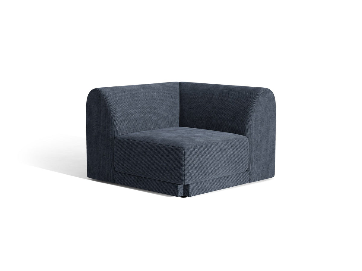 Miley Eckmodul von Micadoni in Dunkelbeige, modulares Sofa mit Stoffbezug Bluvel 30 und schwarzen Kunststoffbeinen aus Polypropylen