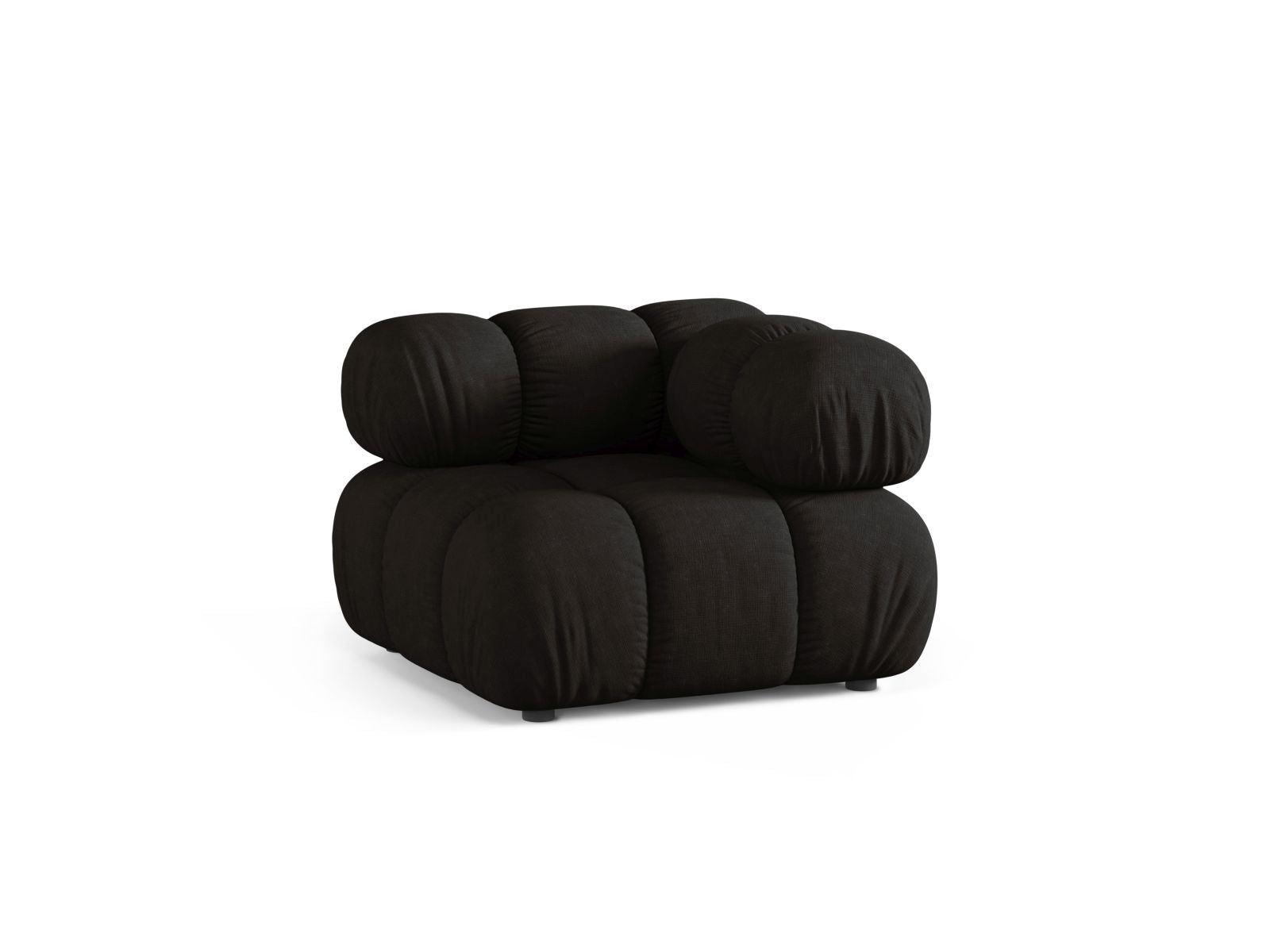 Elegantes 1-Sitzer Eckmodul Bellis in stilvollem Schwarz, ideal für individuelle Sofa-Kombinationen im modernen Wohnraum.