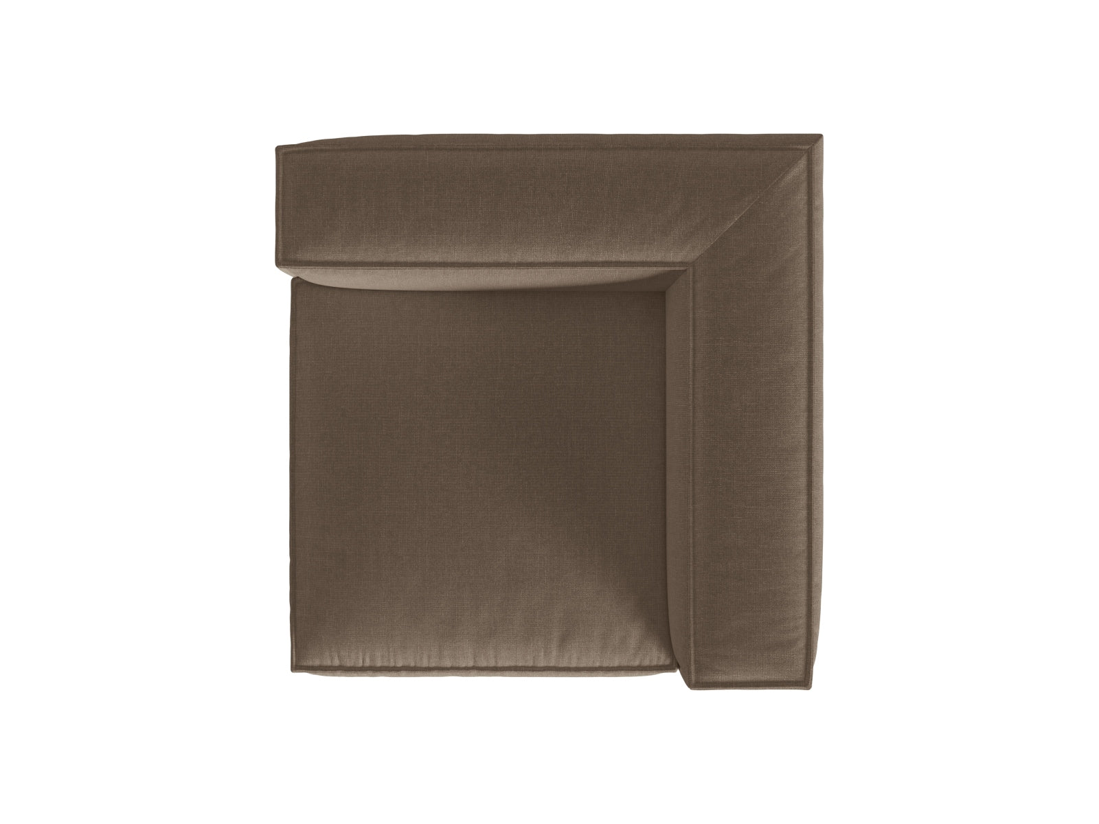 Stilvolles 1-Sitzer Eckmodul Nuria in edlem Cappuccino-Liberty, perfekt für kreative und flexible Sofa-Designs in zeitgemäßen Wohnräumen.