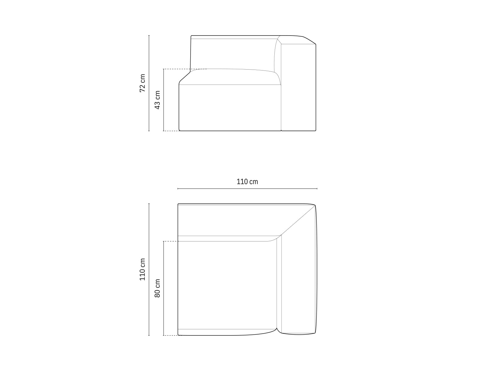Stylisches 1-Sitzer Eckmodul Nuria in Moss Green-Liberty, perfekt für kreative Sofa-Kombinationen und modernes Wohndesign.